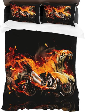 Bikergod Motorcycle Motorbike Tiger Bedding Set Cover Design 3D - NABL345