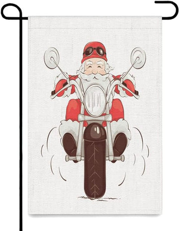 Bikergod Motorcycle Santa Claus Ride Motorcycle Christmas Garden Flag NABE235