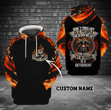Bikergod Motorcycle Don't Piss Off Old People Custom name Hoodie/Zip Hoodie Design 3D Full Printed Sizes S - 5XL- NMI220