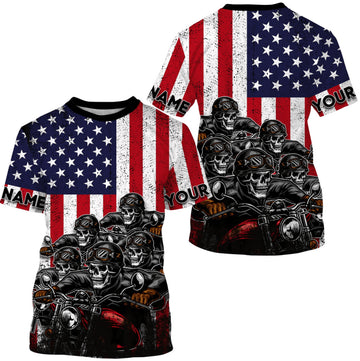 Bikergod Motorcycle Biker USA Flag Custom Name T-shirt Design 3D Full Printed Sizes S - 5XL - NMQE95A