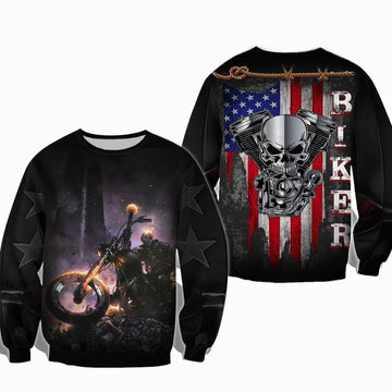 Bikergod Motorcycle US Flag Biker COTTON Sweatshirt Design 3D Full Printed Sizes S - 5XL - NAJA480F
