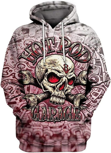 Bikergod Motorcycle Mechanic Skull Hot Pod Garage Hoodie Design 3D Full Printed Sizes S - 5XL - NAQA247