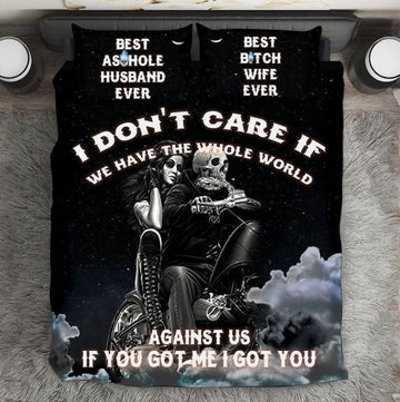 Bikergod Motorcycle Skull Biker Couple I Dont Care If You Got Me I Got You Bedding Set Cover Design 3D - NAOA352