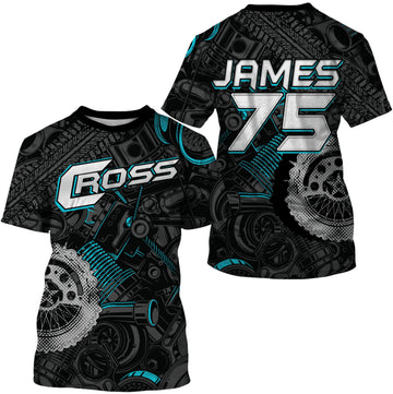 Bikergod Motorcycle CROSS Custom Name And Number T-shirt Design 3D Full Printed Sizes S - 5XL - NMQE90