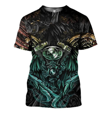 Bikergod Motorcycle Engine T-shirt Design 3D Full Printed Sizes S - 5XL - NMAR187A