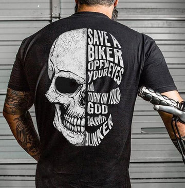 Bikergod Motorcycle Save A Biker Open Your Eyes, And Turn On Your God T-shirt Design 2D Full Printed Sizes S - 5XL - NAIA87