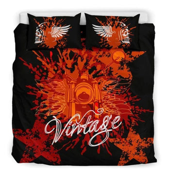 Bikergod Motorcycle Skull Biker Vintage Bedding Set Cover Design 3D - NAOA365