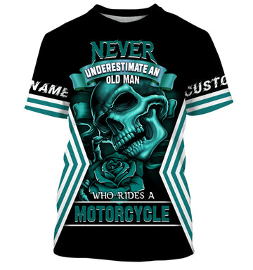 Bikergod Motorcycle Never Underestimate Old Man Who Rides A Motorcycle Custom Name T-shirt Design 3D Full Printed Sizes S - 5XL - NMQE108