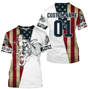 Bikergod Motorcycle Racing USA Flag Custom Name And Number T-shirt Design 3D Full Printed Sizes S - 5XL - NMQE63