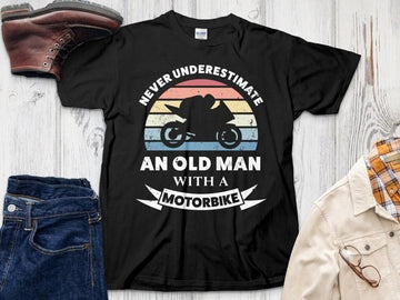 Bikergod Motorcycle An Old Man with motorbike T-shirt Design 2D Full Printed Sizes S - 5XL - NAYA399