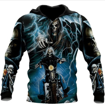Bikergod Motorcycle Skull Biker Hoodie Design 3D Full Printed Sizes S - 5XL - NAJA446K