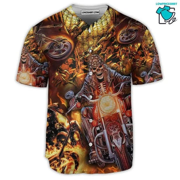 Bikergod Motorcycle Skull Baseball Shirt Design 3D Full Printed High Quality - NAL273A