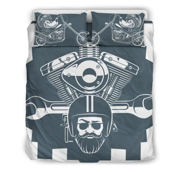 Bikergod Motorcycle Machine Bedding Set Cover Design 3D - NAOA366