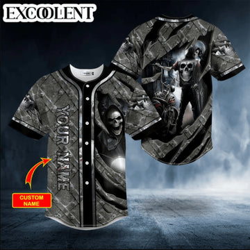 Bikergod Motorcycle Custom Name Baseball Shirt Design 3D Full Printed High Quality - NMQI03