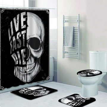 Bikergod Motorcycle Live Fast Die Young Bathroom Decor Set NMQI108
