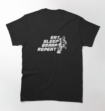 Bikergod Motorcycle Eat Sleep Braap Repeat T-shirt Design 2D Full Printed Sizes S - 5XL - NAKA321