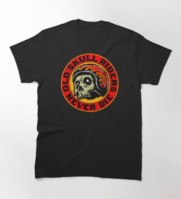 Bikergod Motorcycle Old Skull Riders Never Die T-shirt Design 2D Full Printed Sizes S - 5XL - NAHA431