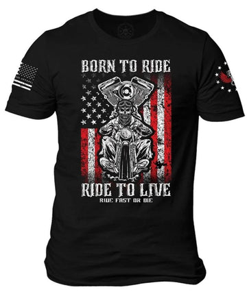 Bikergod Motorcycle Born to Ride Ride to Live T-shirt Design 2D Full Printed Sizes S - 5XL - NAVA343