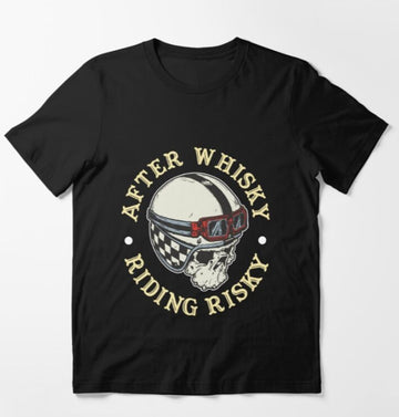 Bikergod Motorcycle after whiskey riding risky T-shirt Design 2D Full Printed Sizes S - 5XL - NAHA439