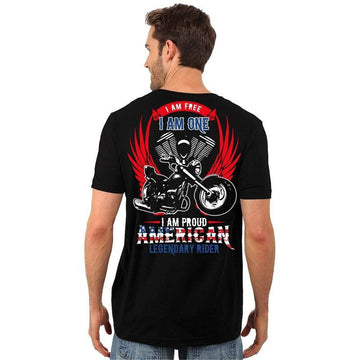 Bikergod Motorcycle I Am Free, I Am One, I Am Proud American Legendary Rider T-shirt Design 2D Full Printed Sizes S - 5XL - NASA08