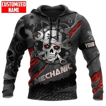 Bikergod Motorcycle Mechanic Skull Tool Metal Custom Name Hoodie Design 3D Full Printed Sizes S - 5XL - NAQA341