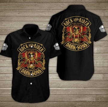 Bikergod Motorcycle Rock And Rider Dark Sons Button Shirt Design 3D Full Printed Sizes S - 5XL NAQA410