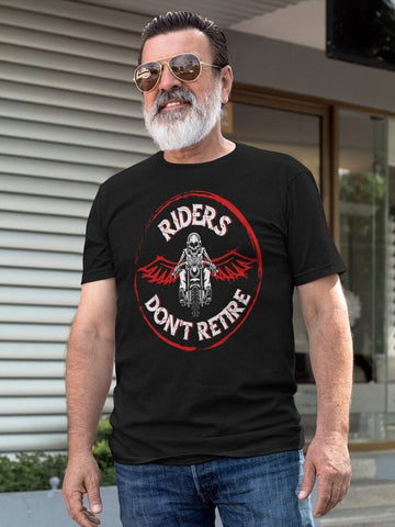 Bikergod Motorcycle Riders don't Retire T-shirt Design 2D Full Printed Sizes S - 5XL - NAIA35