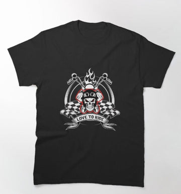 Bikergod Motorcycle Skull Love To Ride T-shirt Design 2D Full Printed Sizes S - 5XL - NAHA447