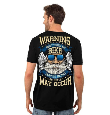 Bikergod Motorcycle Warning Don't Touch My Bike T-shirt Design 2D Full Printed Sizes S - 5XL - NASA16