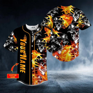Bikergod Motorcycle Skull Custom Name Baseball Shirt Design 3D Full Printed High Quality - NAIA08