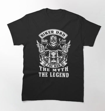 Bikergod Motorcycle Skull Biker Dad The Man, The Myth, The Legend T-shirt Design 2D Full Printed Sizes S - 5XL - NAKA300