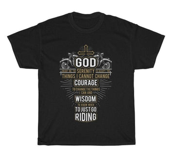 Bikergod Motorcycles Christian Biker Serenity Prayer T-shirt Design 2D Full Printed Sizes S - 5XL - NAEA271