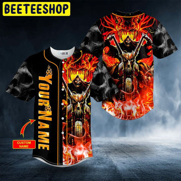 Bikergod Motorcycle Custom Name Ghost Rider Baseball Shirt Design 3D Full Printed High Quality - NMQI09