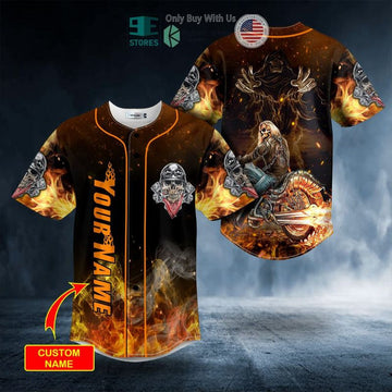 Bikergod Motorcycle Custom Name Baseball Shirt Design 3D Full Printed High Quality - NMQI07