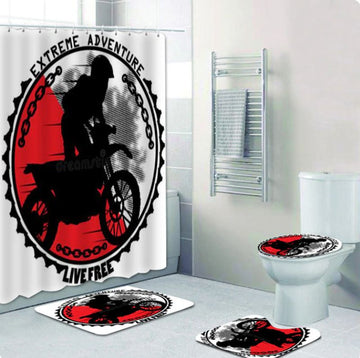 Bikergod Motorcycle Extreme Adventure For Life Bathroom Decor Set NMBR26