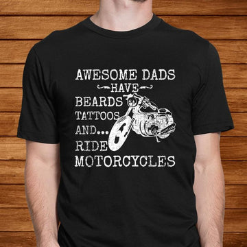 Bikergod Motorcycle Awesome Dad Have Beard Tattoos And Ride Motorcycles T-shirt Design 2D Full Printed Sizes S - 5XL - NANA339