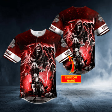 Bikergod Motorcycle Custom Name Baseball Shirt Design 3D Full Printed High Quality - NMQI05
