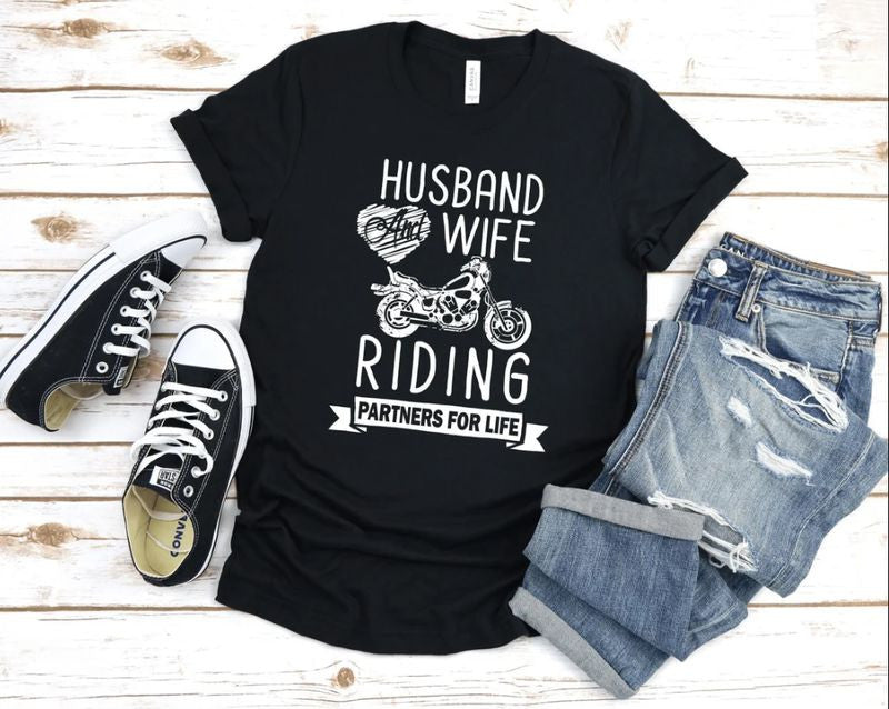 Bikergod Motorcycle Husband And Wife Riding Partners T-shirt Design 2D Full Printed Sizes S - 5XL - NAYA407