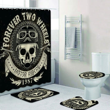 Bikergod Motorcycle Forever Two Wheels Motor Riders 1987 Bathroom Decor Set NMQI111