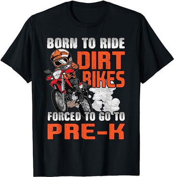 Bikergod Motorcycle Born To Ride Dirt Bike Forced To Go To Pre-K Biker Back To School T-shirt Design 2D Full Printed Sizes S - 5XL - NAOA131