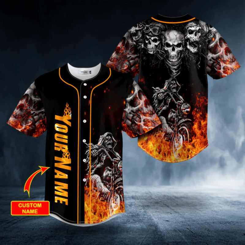 Bikergod Motorcycle Custom Name Baseball Shirt Design 3D Full Printed High Quality - NMQI02