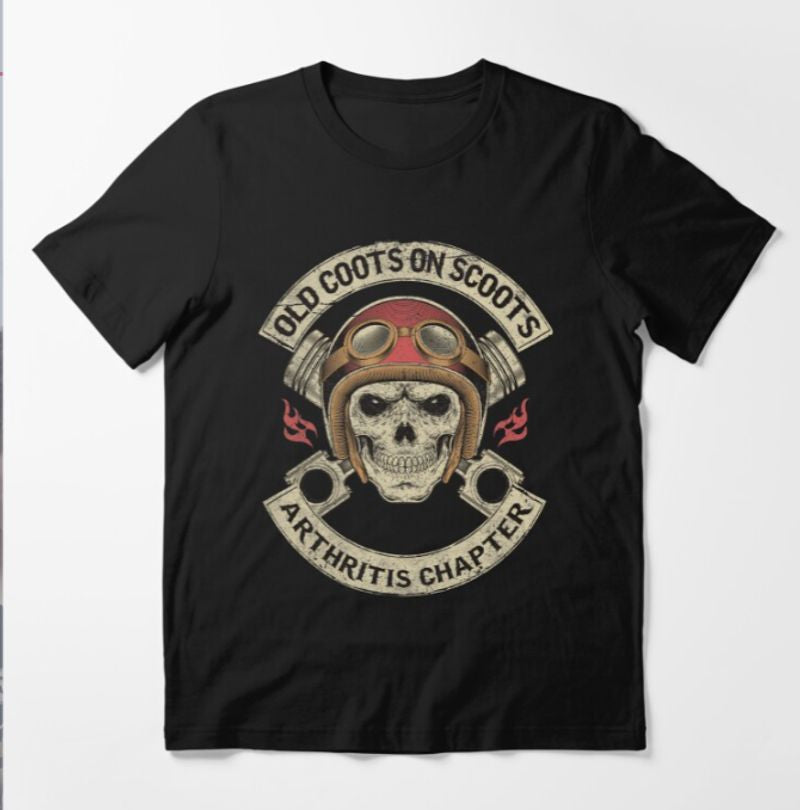 Bikergod Motorcycles Old Coots On Scoots Arthritis Chapter T-shirt Design 2D Full Printed Sizes S - 5XL - NAGA416