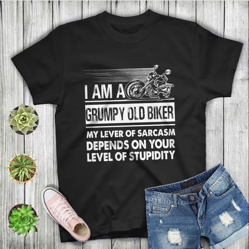 Bikergod Motorcycle I Am A Grumpy Old Biker T-shirt Design 2D Full Printed Sizes S - 5XL - NAIA48