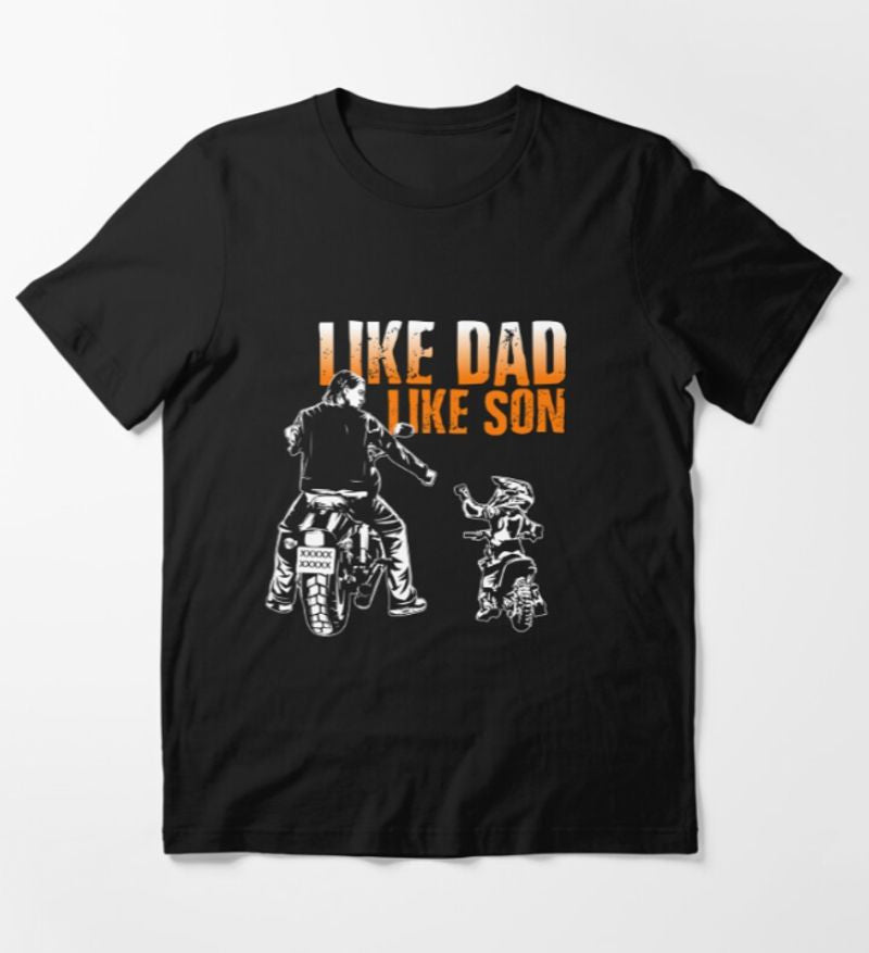 Bikergod Motorcycle like dad like son T-shirt Design 2D Full Printed Sizes S - 5XL - NAZA235