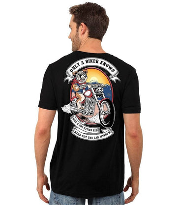 Bikergod Motorcycle Only a Biker Knows Why a Dog Sticks His Head Outside a Car Window T-shirt Design 2D Full Printed Sizes S - 5XL - NASA10