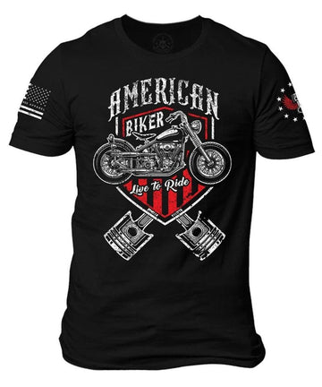 Bikergod Motorcycle American Biker Live to Ride T-shirt Design 2D Full Printed Sizes S - 5XL - NAVA341