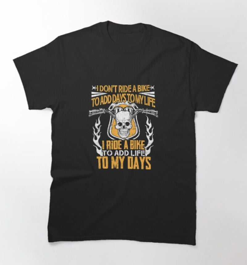 Bikergod Motorcycle Skull Ride To Add Life T-shirt Design 2D Full Printed Sizes S - 5XL - NAHA455