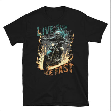 Bikergod Motorcycles Live Slow, Ride Fast T-shirt Design 2D Full Printed Sizes S - 5XL - NAEA273