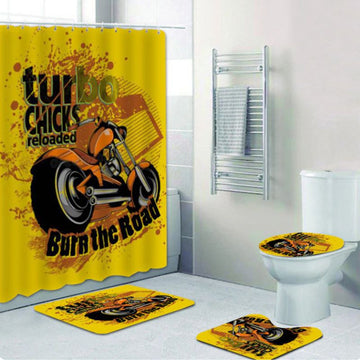 Bikergod Motorcycle Turbo Chicks Reloaded Burn The Road Bathroom Decor Set NMQI105