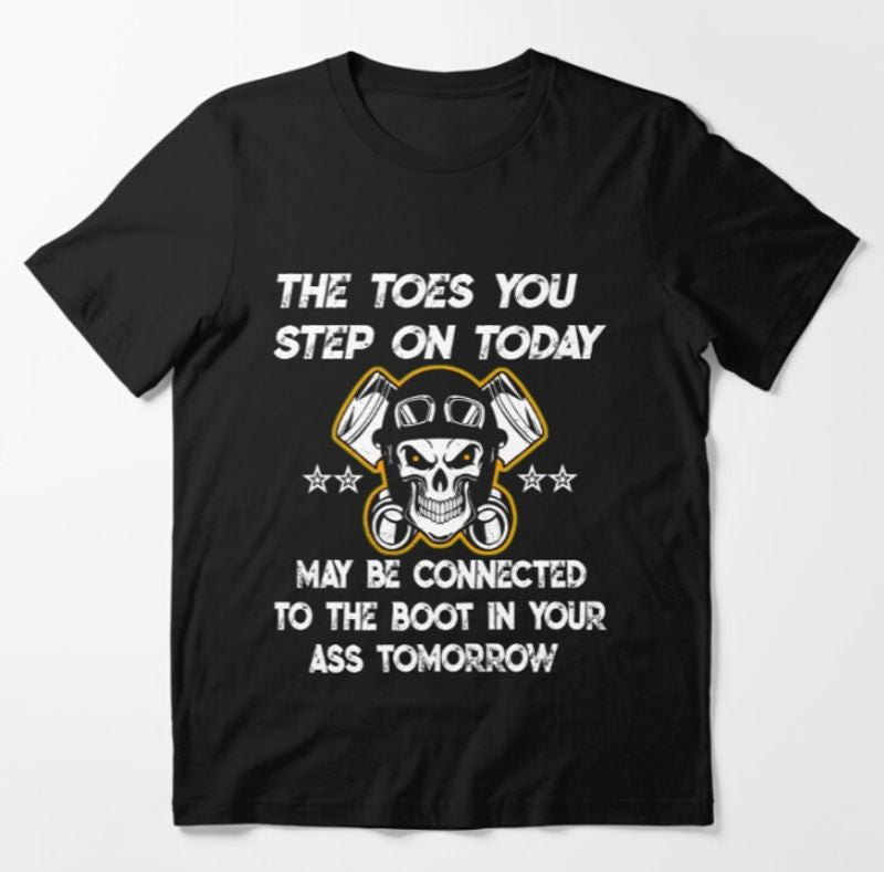 Bikergod Motorcycle Skull Step On Toes T-shirt Design 2D Full Printed Sizes S - 5XL - NAKA325